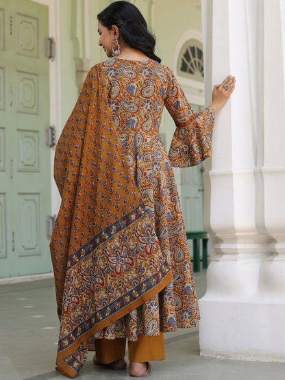 Dhiyona RR Women's Ethnic Motifs Printed Pure Cotton Kurta With Trousers & Dupatta