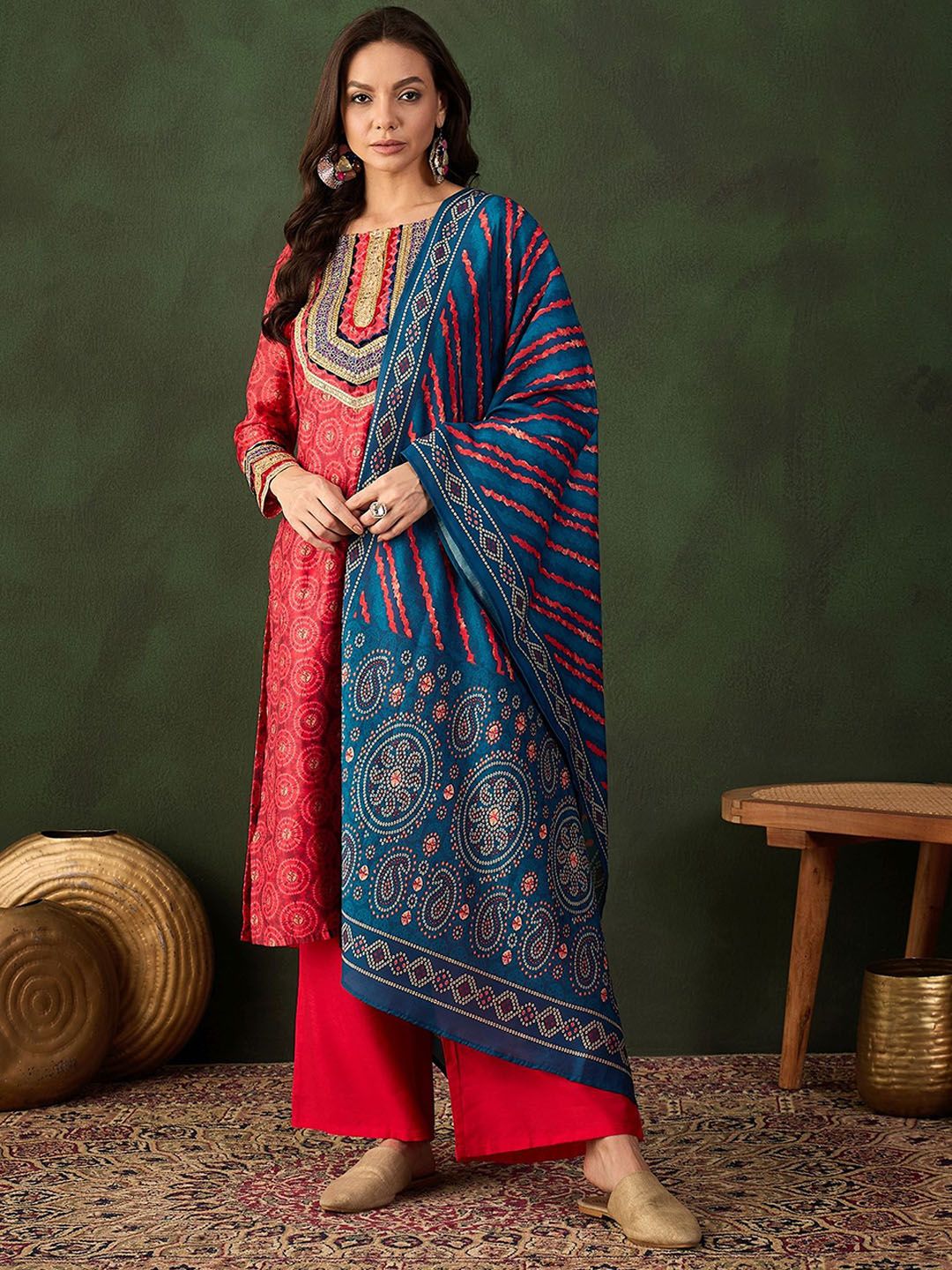 Dhiyona SN Embroidered Kurta & Palazzo With Dupatta