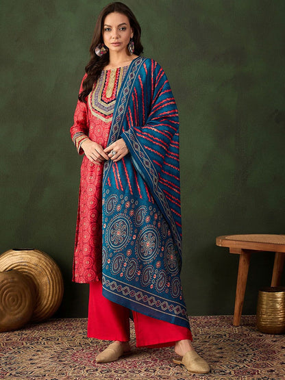 Dhiyona SN Embroidered Kurta & Palazzo With Dupatta