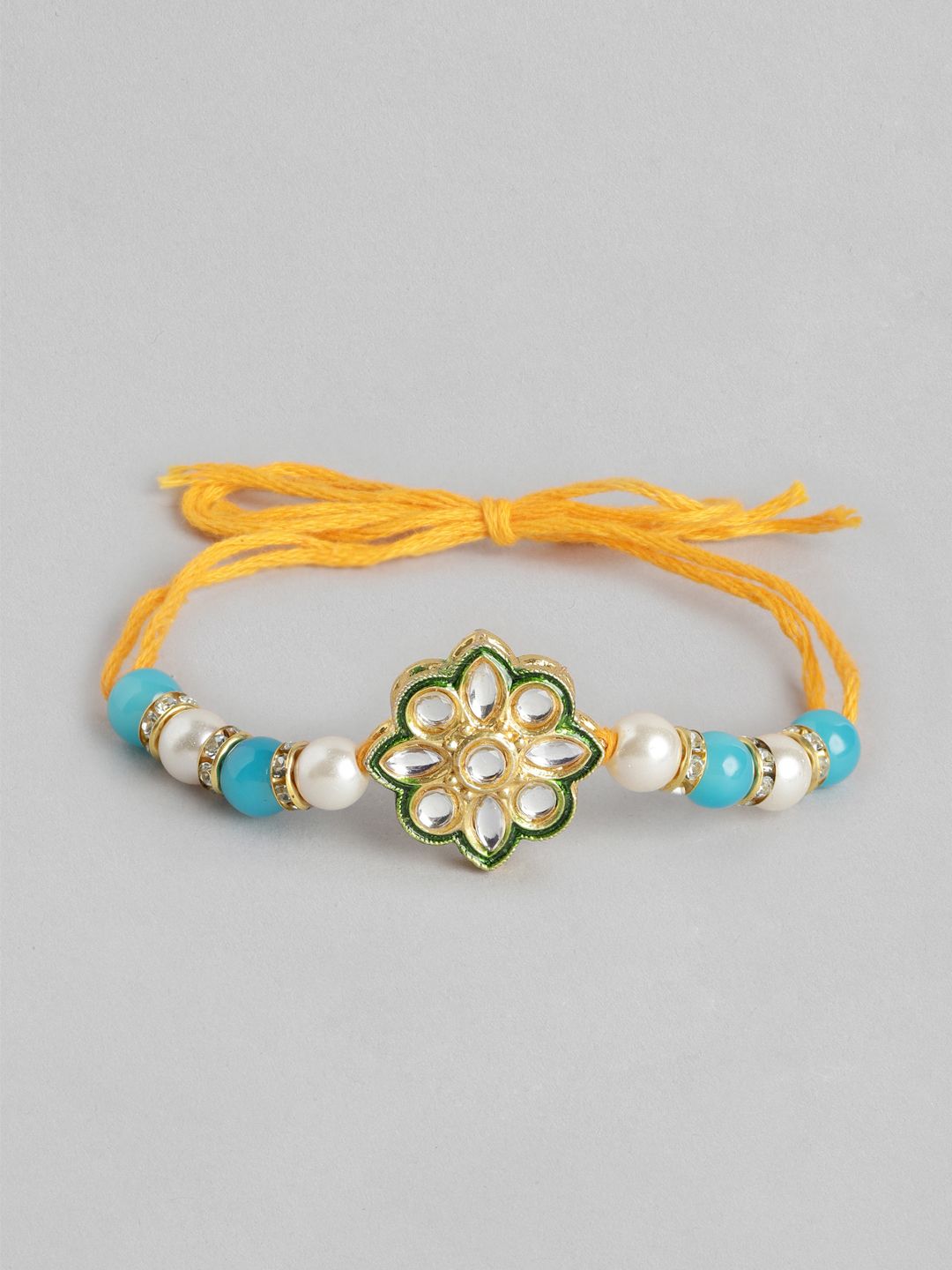 Dhiyona Unisex Set of 2 Beaded Bhai Bhabhi Rakhis With Roli & Chawal