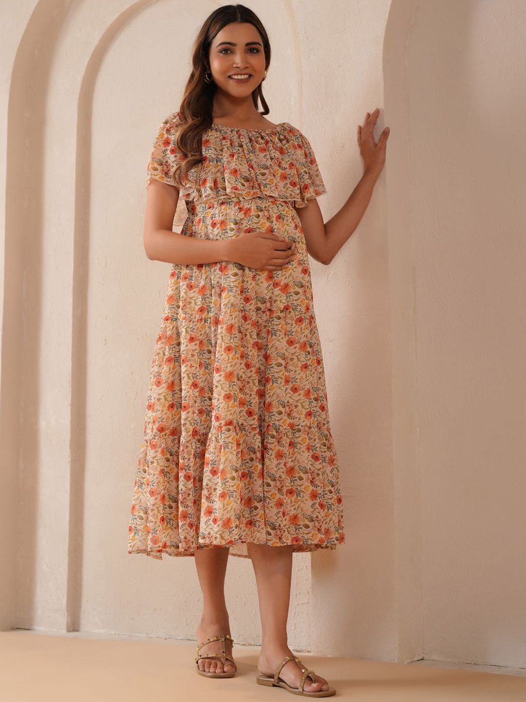 Dhiyona AY Women's Printed Fit & Flared Maternity Ethnic Dresses