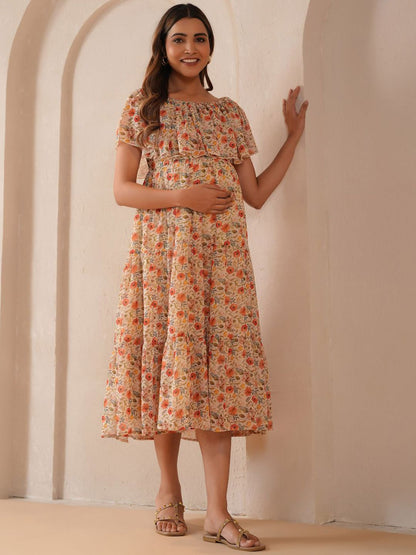 Dhiyona AY Women's Printed Fit & Flared Maternity Ethnic Dresses
