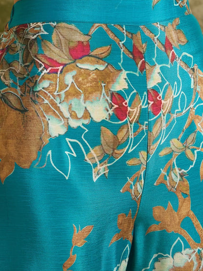 Dhiyona SN Embroidered V-Neck Kurta & Palazzos With Dupatta