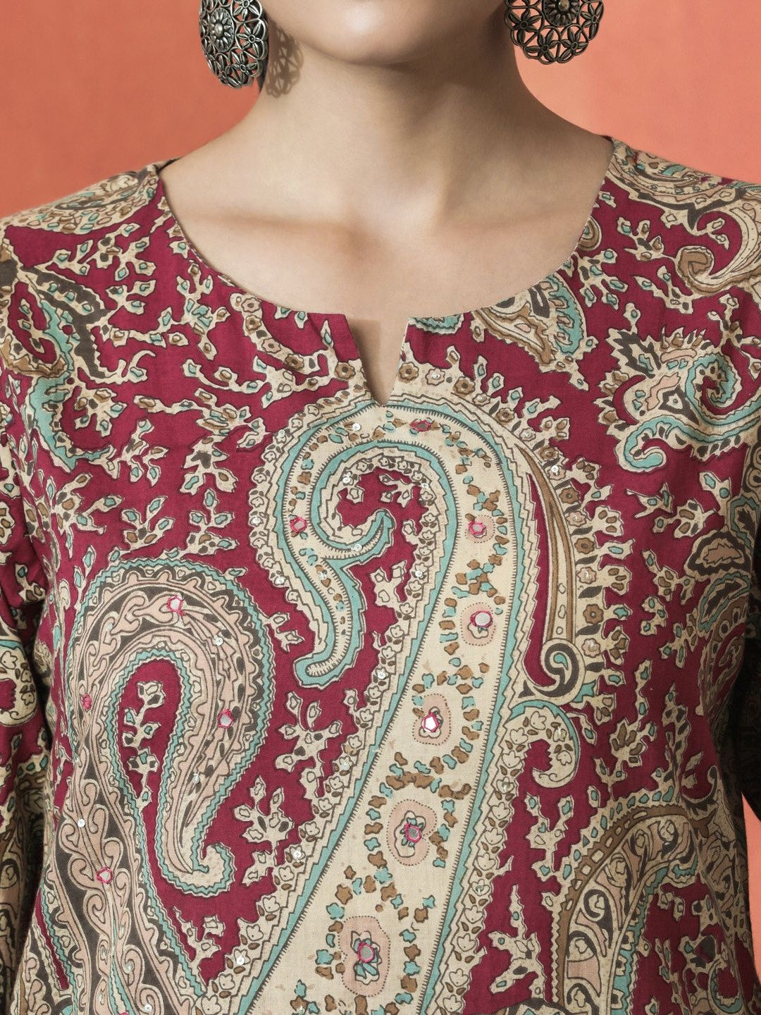 Printed Pure Cotton Round Neck Kurta & Palazzos Kurta Sets