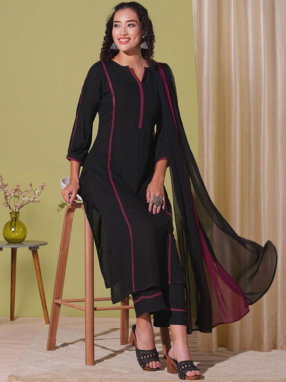 Dhiyona KL Women Regular Kurta with Palazzos & With Dupatta
