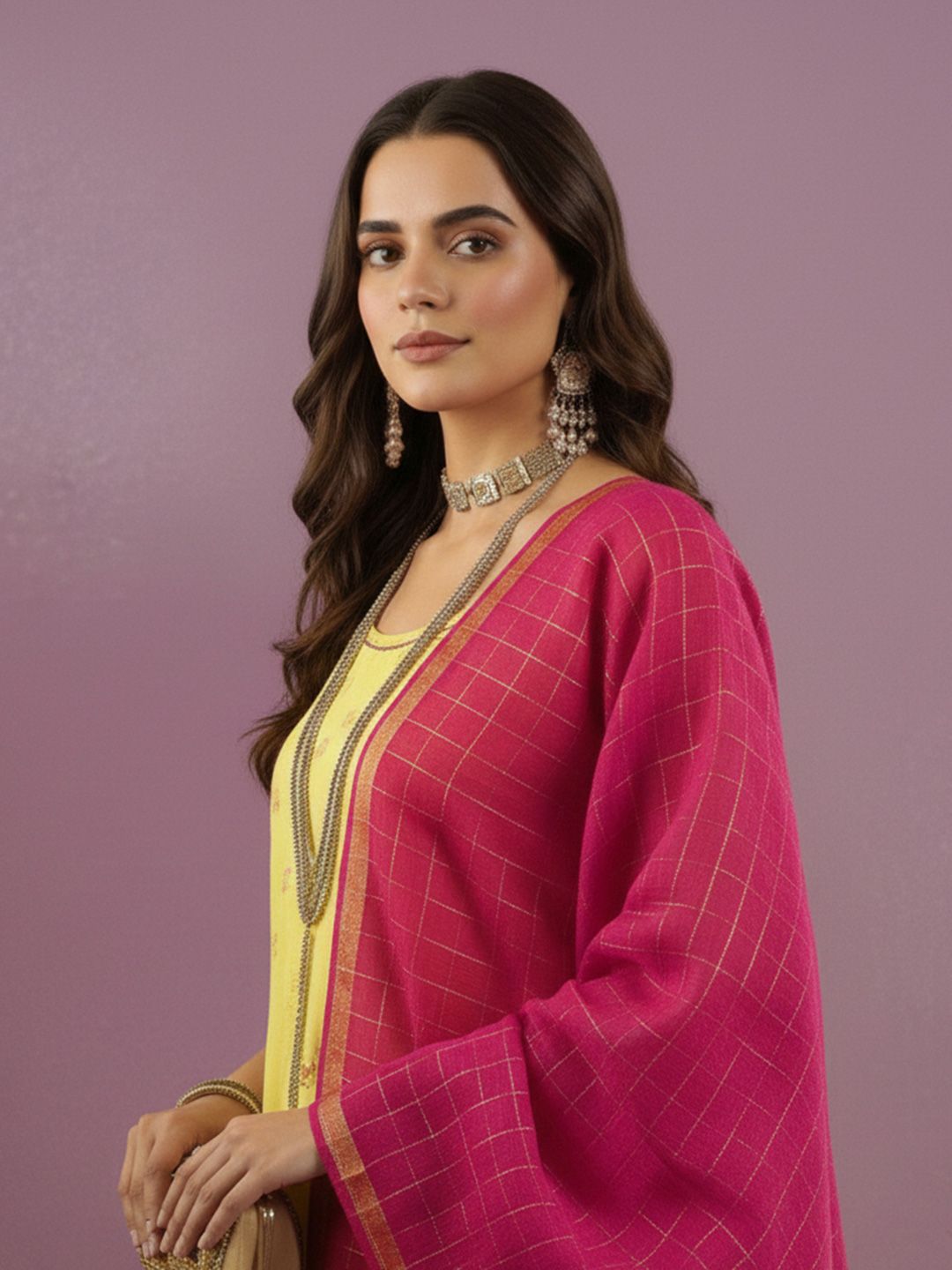 Dhiyona CH Women Ethnic Motifs Printed Regular Kurta with Trousers & With Dupatta