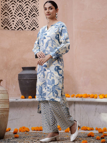 Floral Printed Pure Cotton Kurta with Trouser