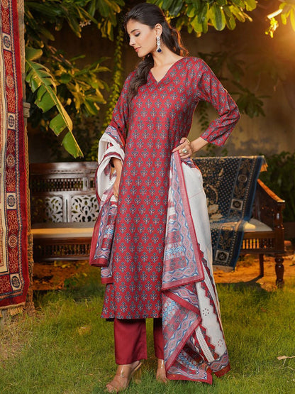 Dhiyona KL Women Floral Printed Kurta & Palazzos With Dupatta