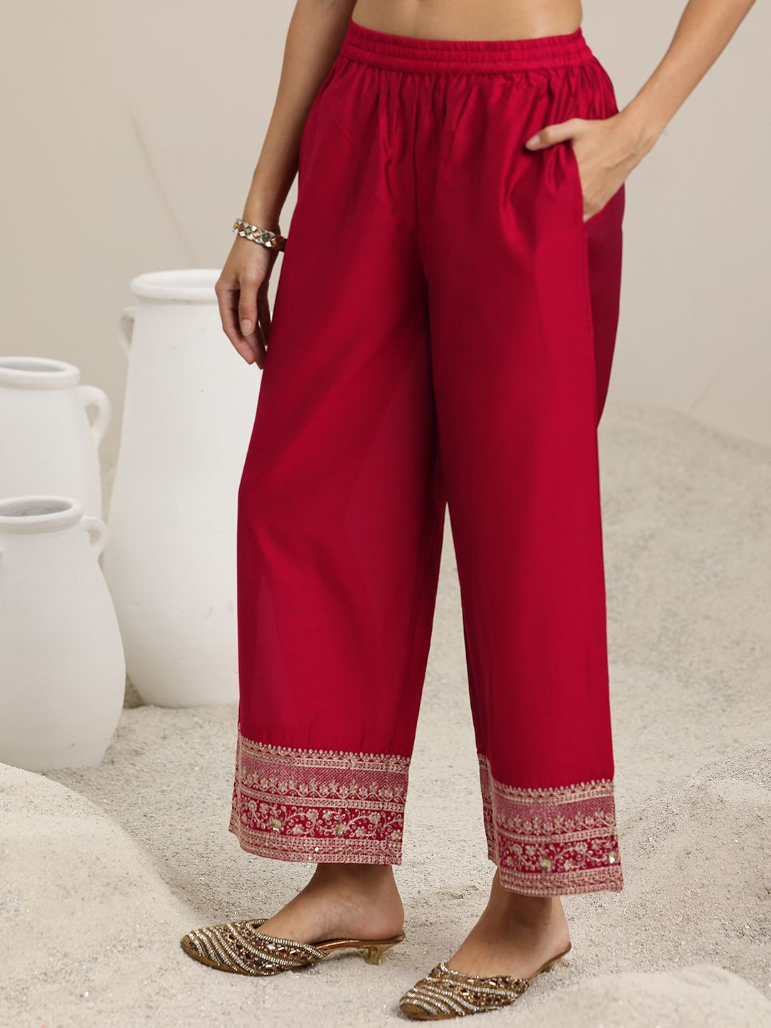 Dhiyona LL Women Ethnic Motifs Embroidered Kurta with Palazzos & Dupatta