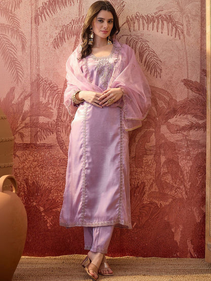 Embroidered Square Neck Kurta & Trousers Kurta Sets