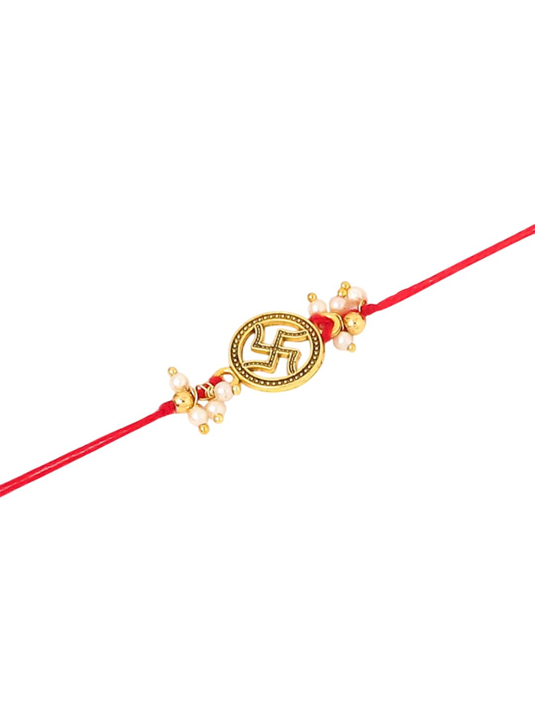 Dhiyona Pack Of 2 Swastik Desgin Bhaiya Bhabhi Rakhi With Roli Chawal Chandan Mishri