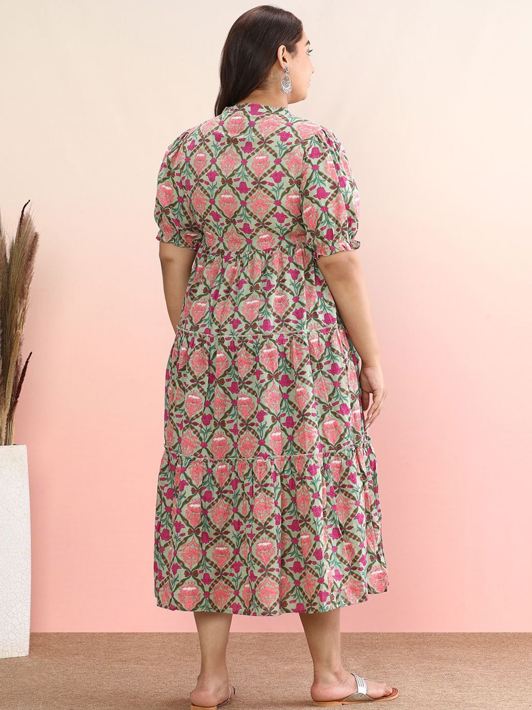 Dhiyona AY Women's Printed Fit and Flare Midi Dress