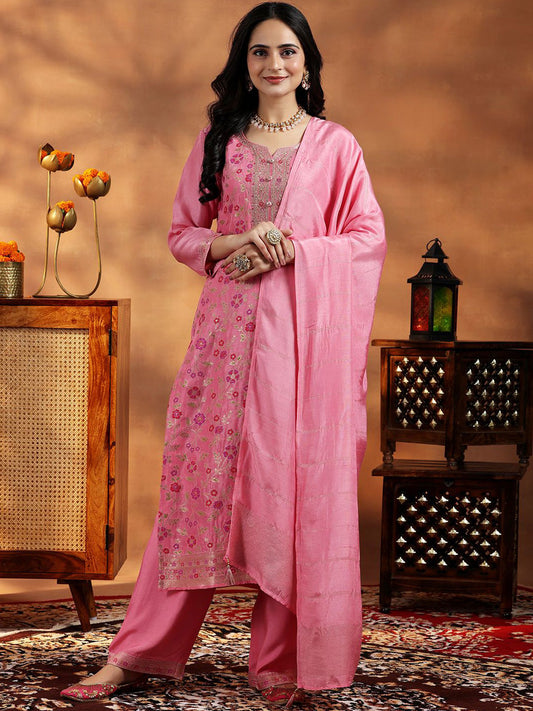 Women Floral Regular Kurta with Palazzos & With Dupatta
