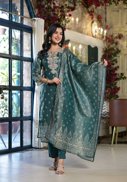 Nabha Pine Printed Work Suit Set