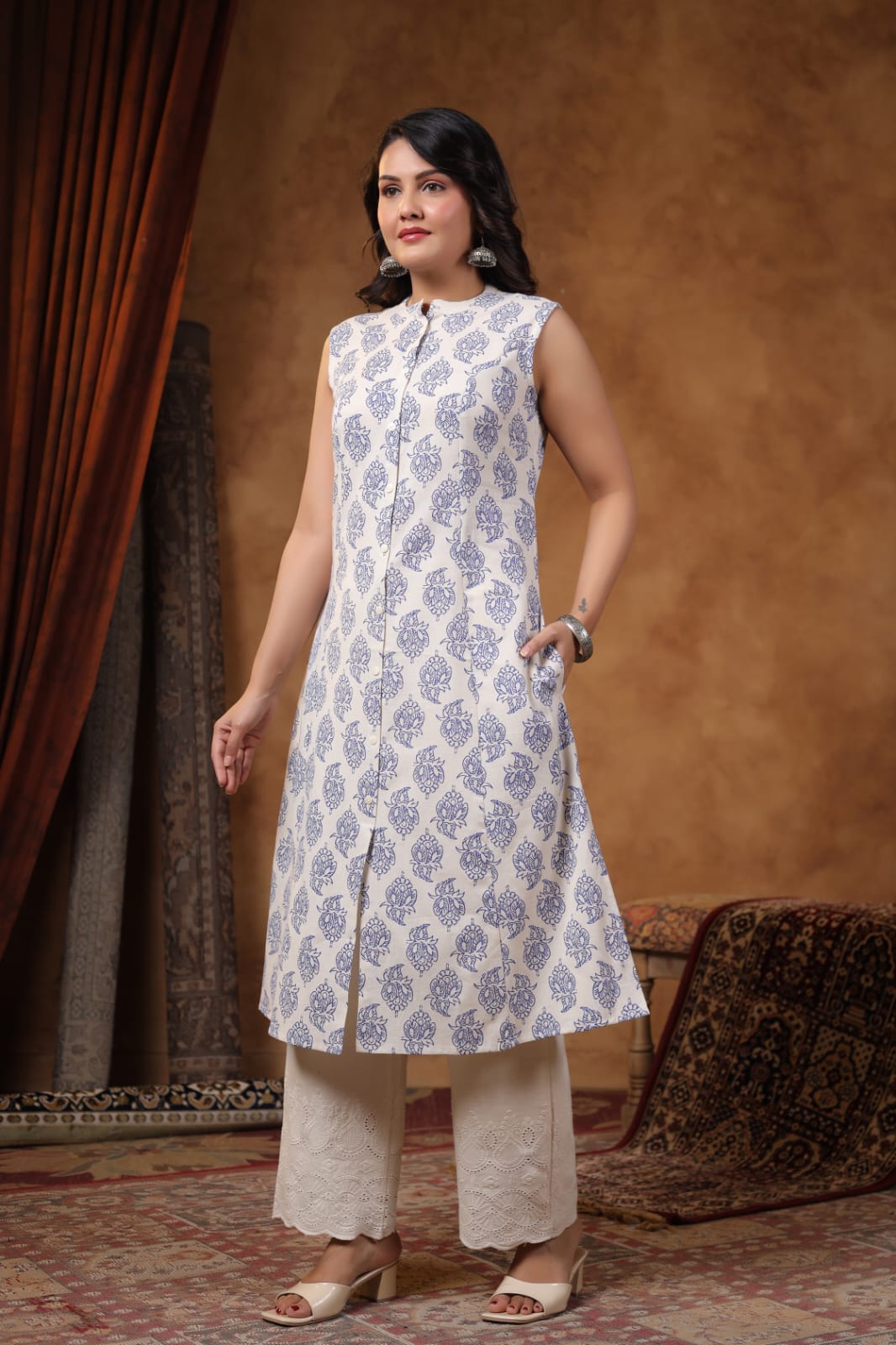 RAMBHA INDIGO COTTON KURTA PANT SET