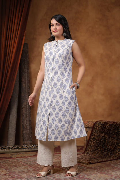 RAMBHA INDIGO COTTON KURTA PANT SET