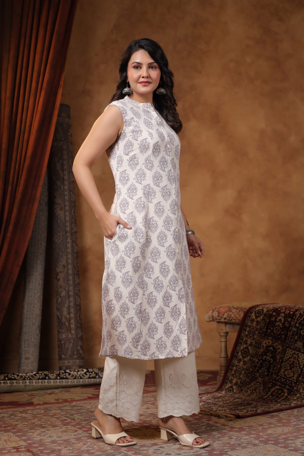 RAMBHA ORCHID COTTON KURTA PANT SET