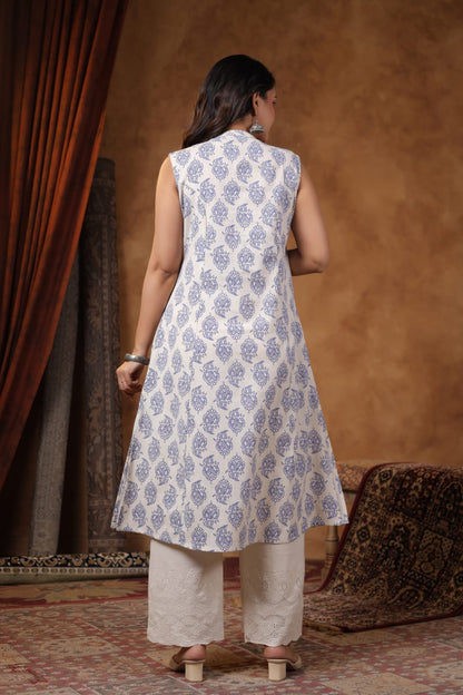 RAMBHA INDIGO COTTON KURTA PANT SET