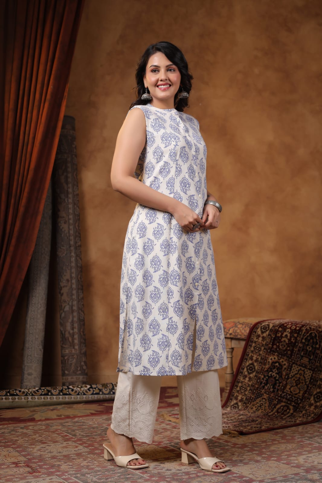 RAMBHA INDIGO COTTON KURTA PANT SET
