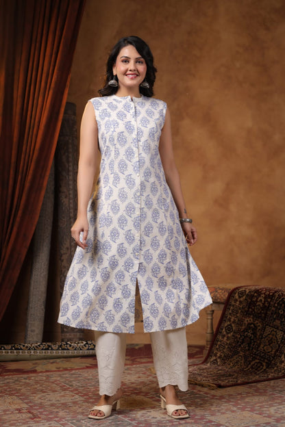 RAMBHA INDIGO COTTON KURTA PANT SET