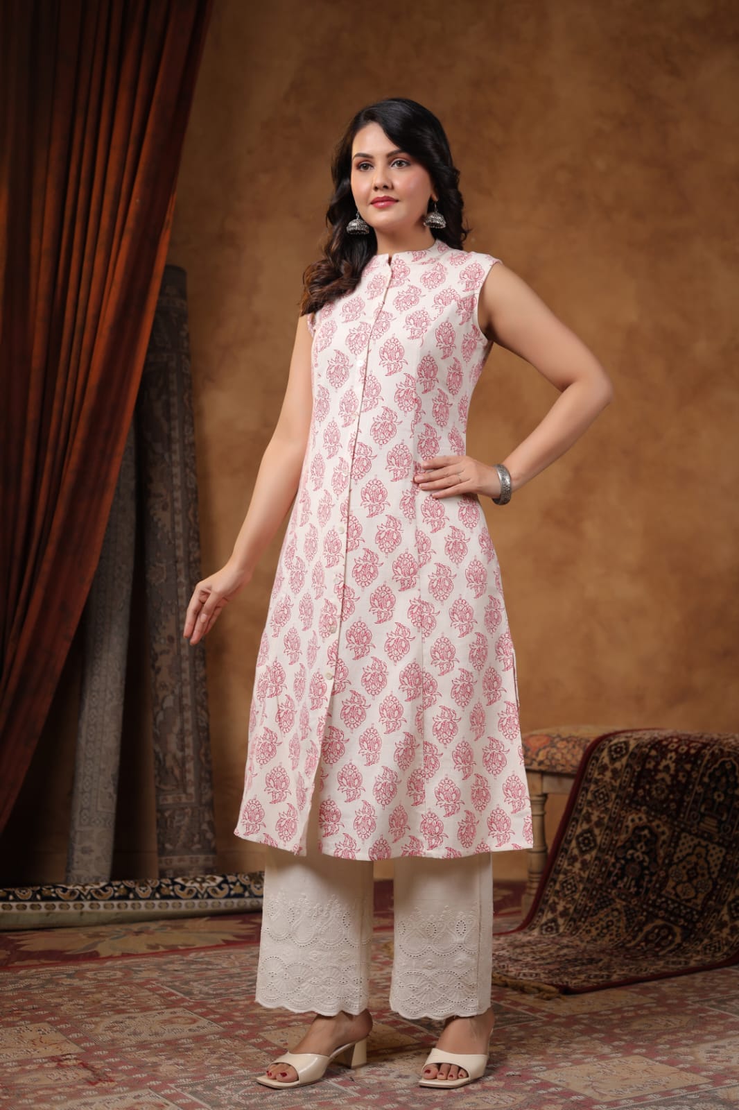 RAMBHA CRIMSON COTTON KURTA PANT SET