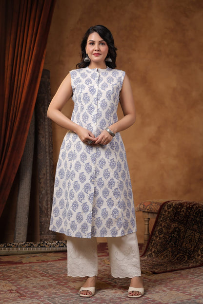 RAMBHA INDIGO COTTON KURTA PANT SET