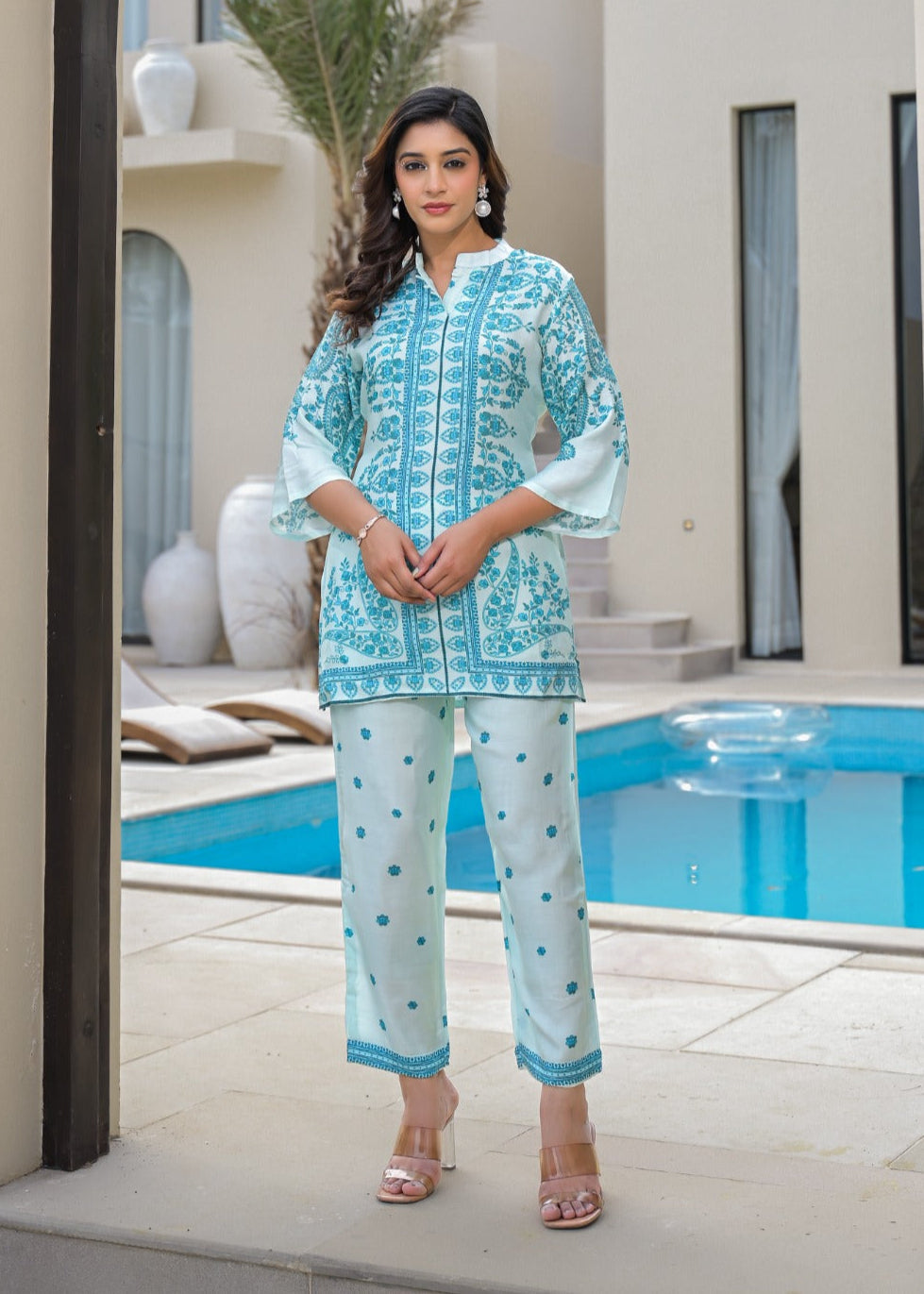 RAAGVI AZURE PRINTED Muslin CO-ORD SET