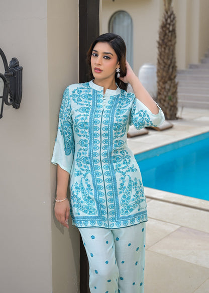 RAAGVI AZURE PRINTED Muslin CO-ORD SET
