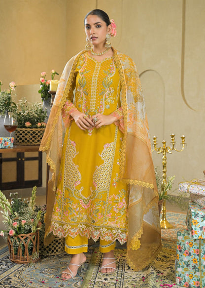 Vastramaya maize full embroidery lawn suit set