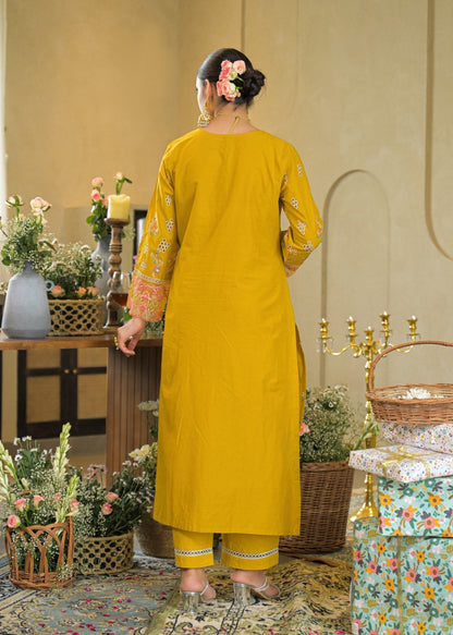 Vastramaya maize full embroidery lawn suit set