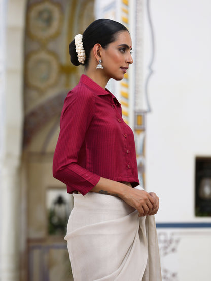 Dhiyona ST Fine Foliage Self Print Blouse