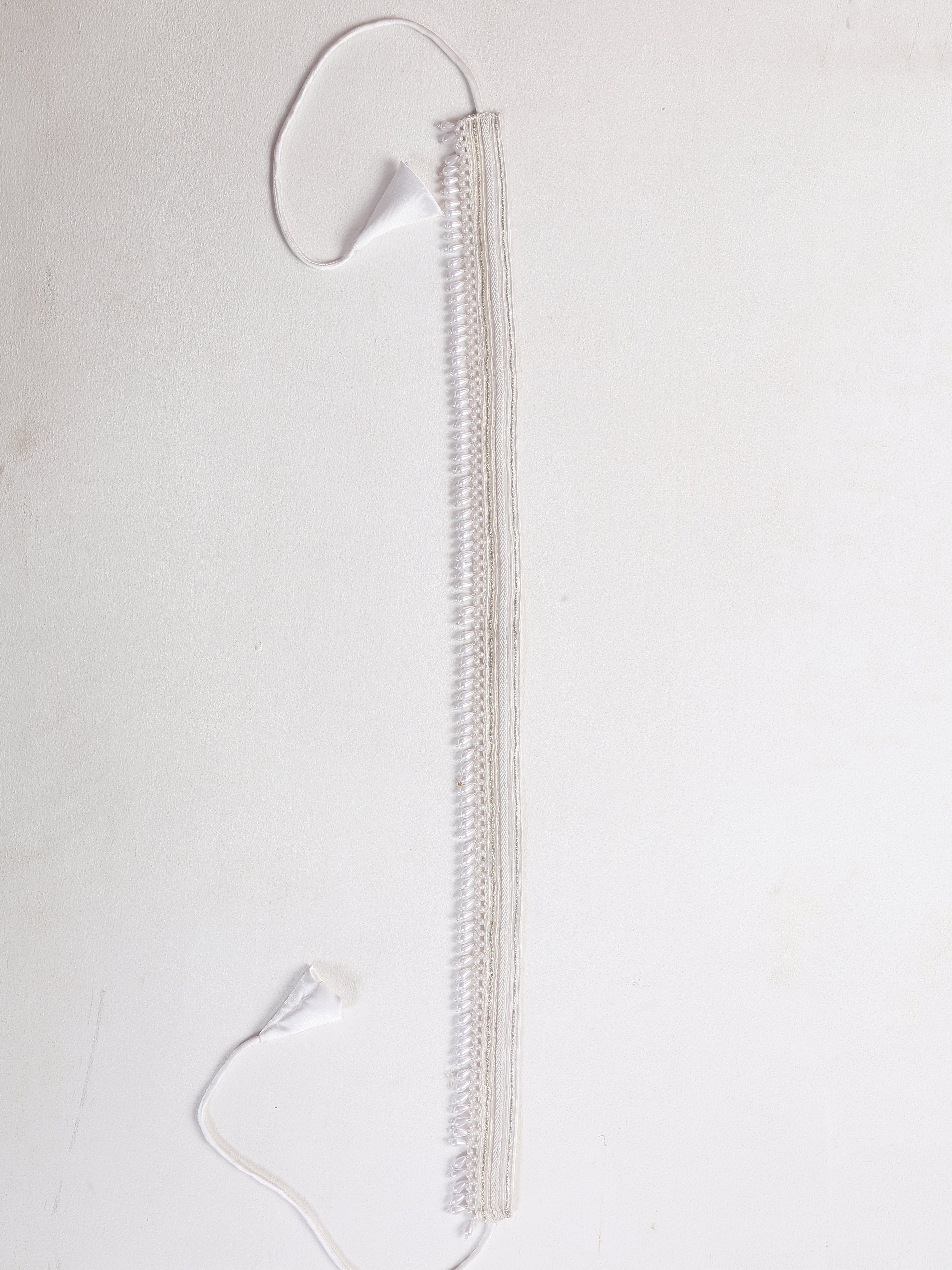 Dhiyona ST Belt - White Belt with Drop Pearls