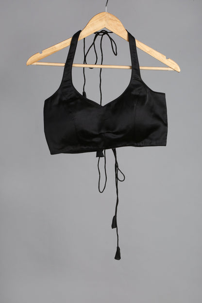 Dhiyona ST Blouse - Black Satin Halter Blouse