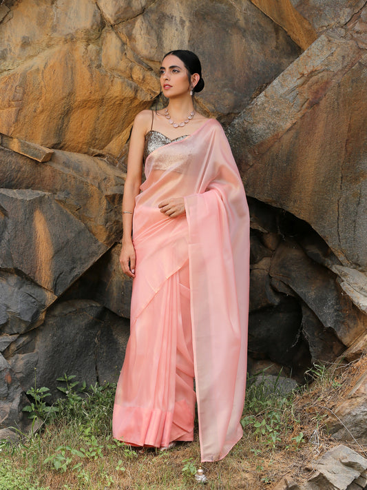 Dhiyona ST Rose Gold Saree with Pendants