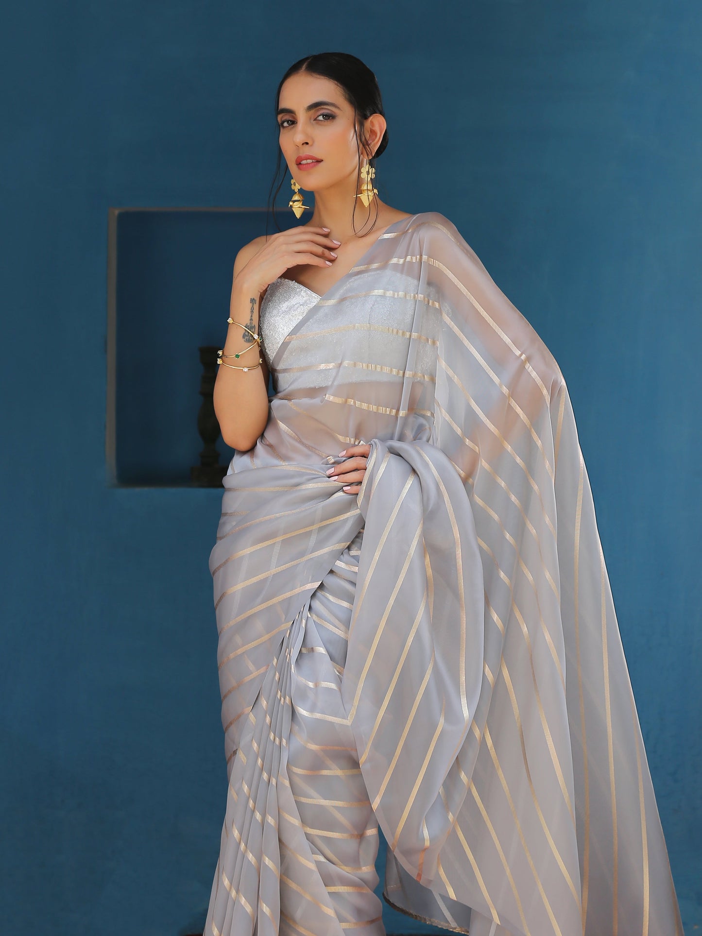 Dhiyona ST Smoke on Fire Saree