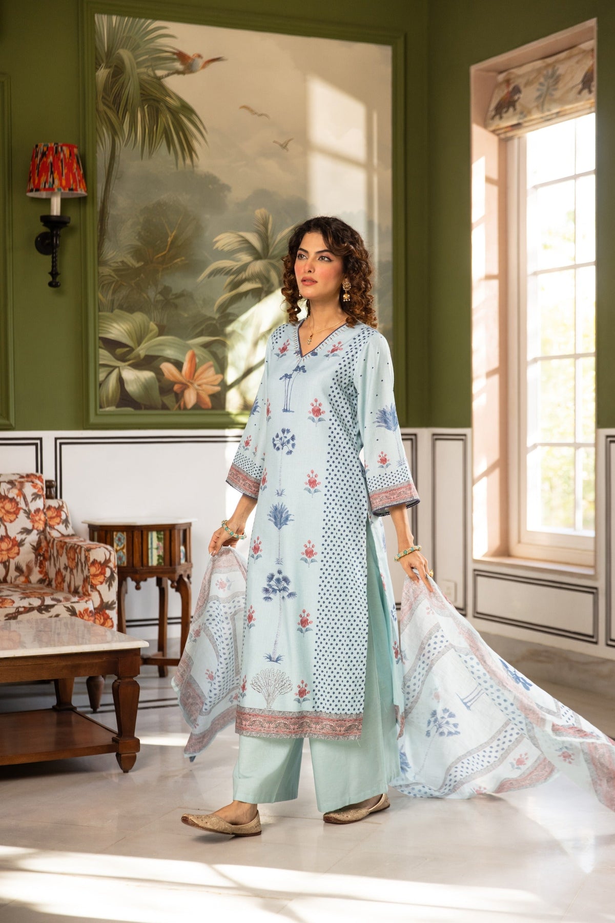 Kamli sky cotton suit set