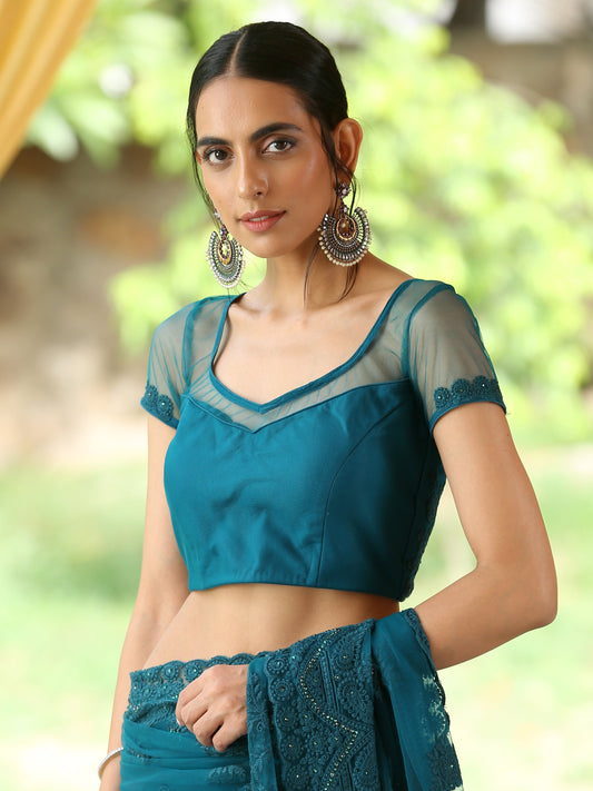 Dhiyona ST Blouse - Jade Embroidered NET blouse