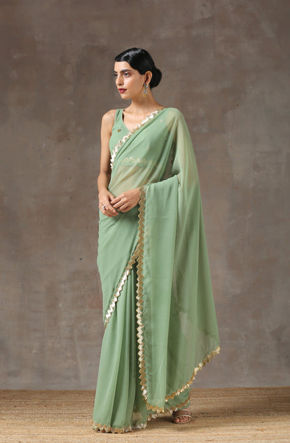 Dhiyona ST Sparking Henna Saree with Gold Sequins & Embellished Blouse