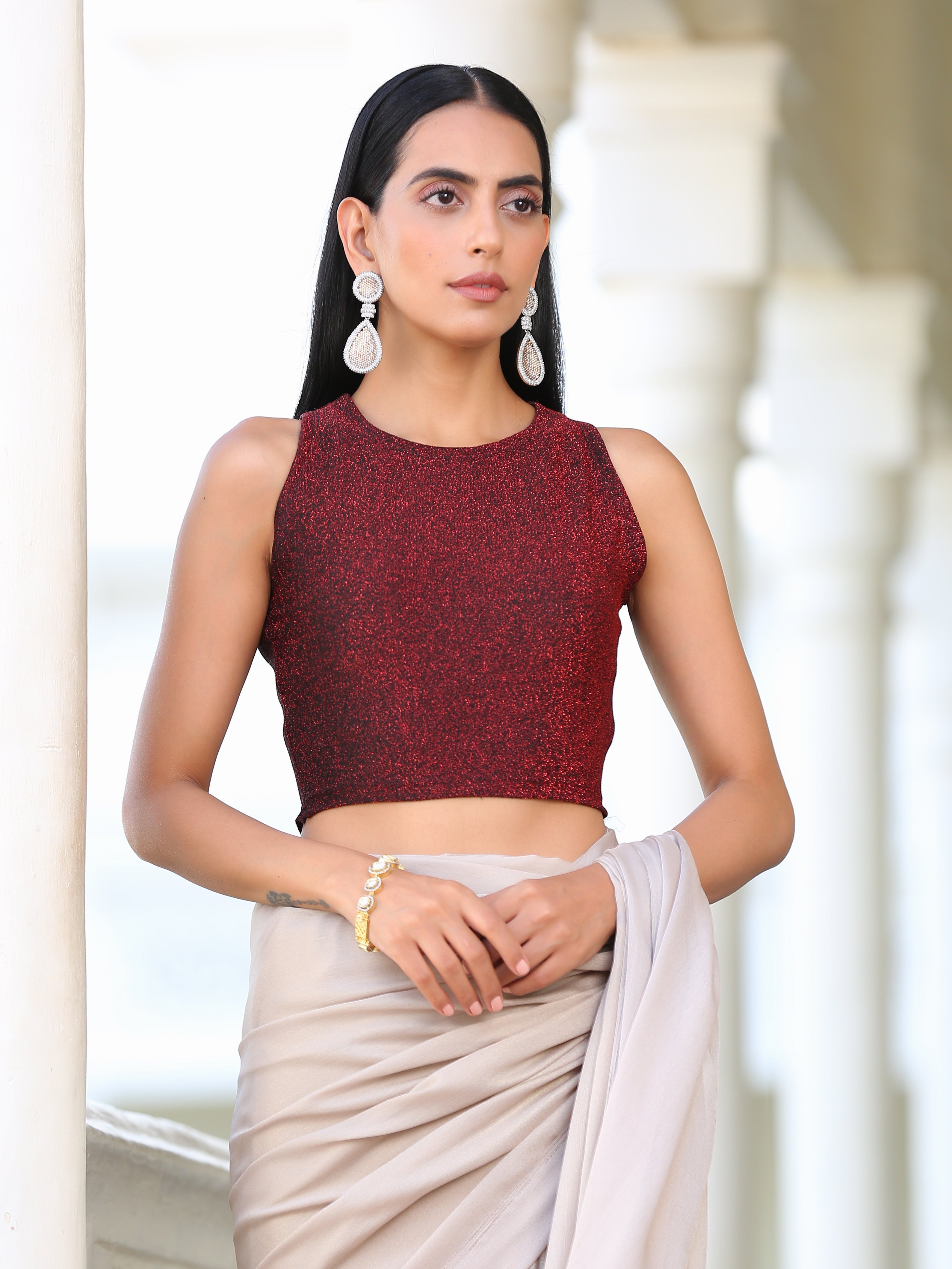 Dhiyona ST High Stretch Red Glam Comfort Blouse