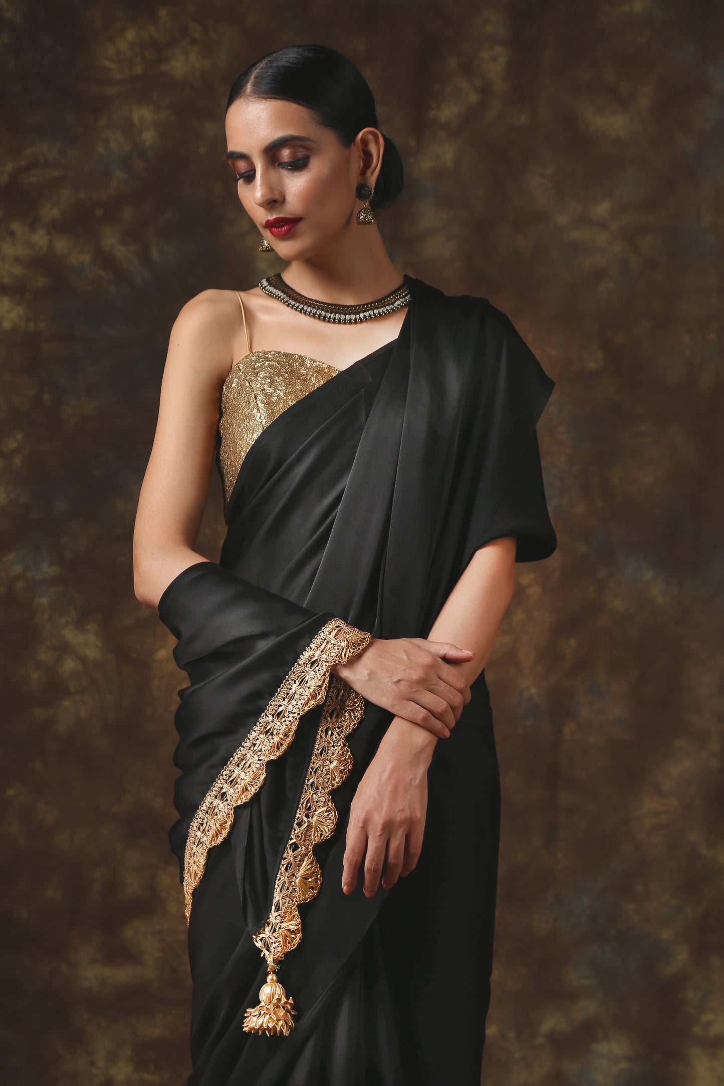 Dhiyona ST Blouse - Gold Sequin