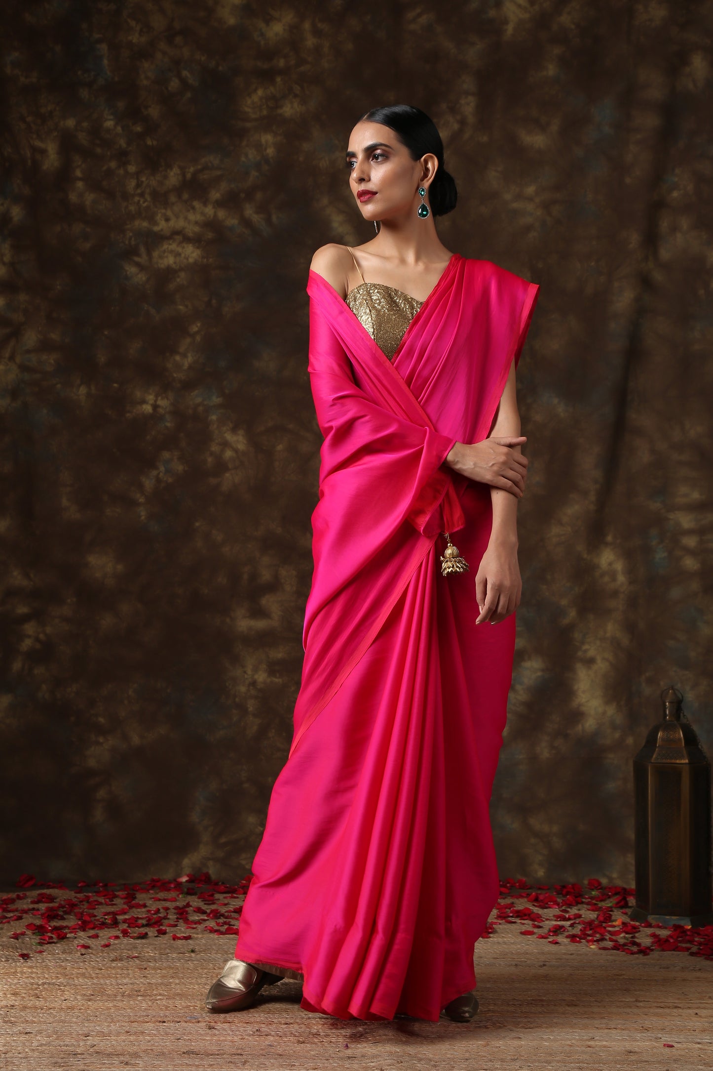 Dhiyona ST Fuchsia Flush Paradise Satin Saree