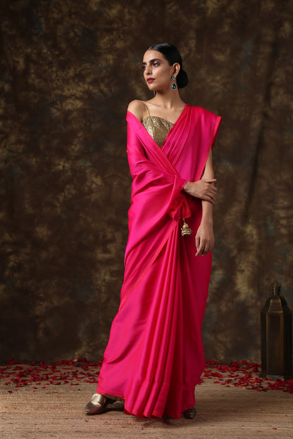 Dhiyona ST Fuchsia Flush Paradise Satin Saree