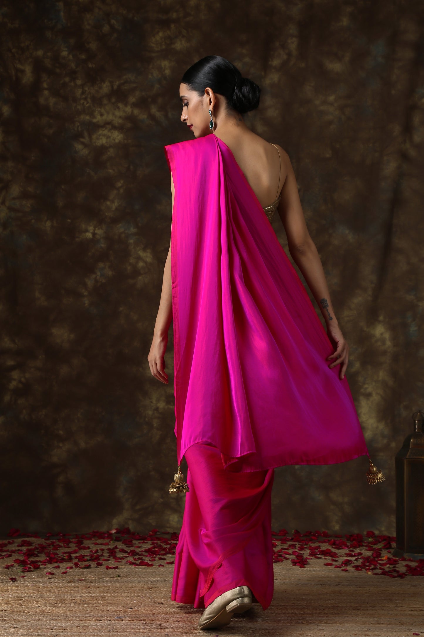 Dhiyona ST Fuchsia Flush Paradise Satin Saree