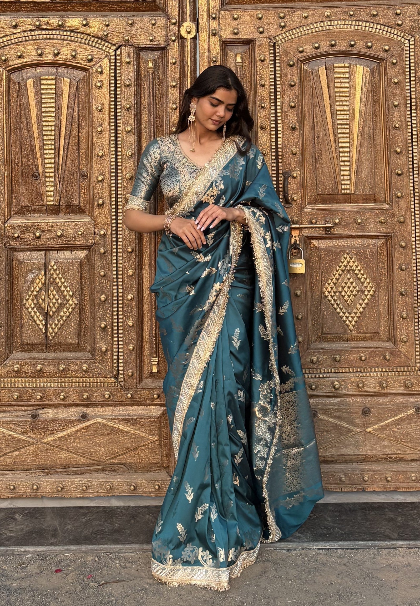 Dhiyona HH Saffire Green Banarasi Nazakat Soft-Silk Saree