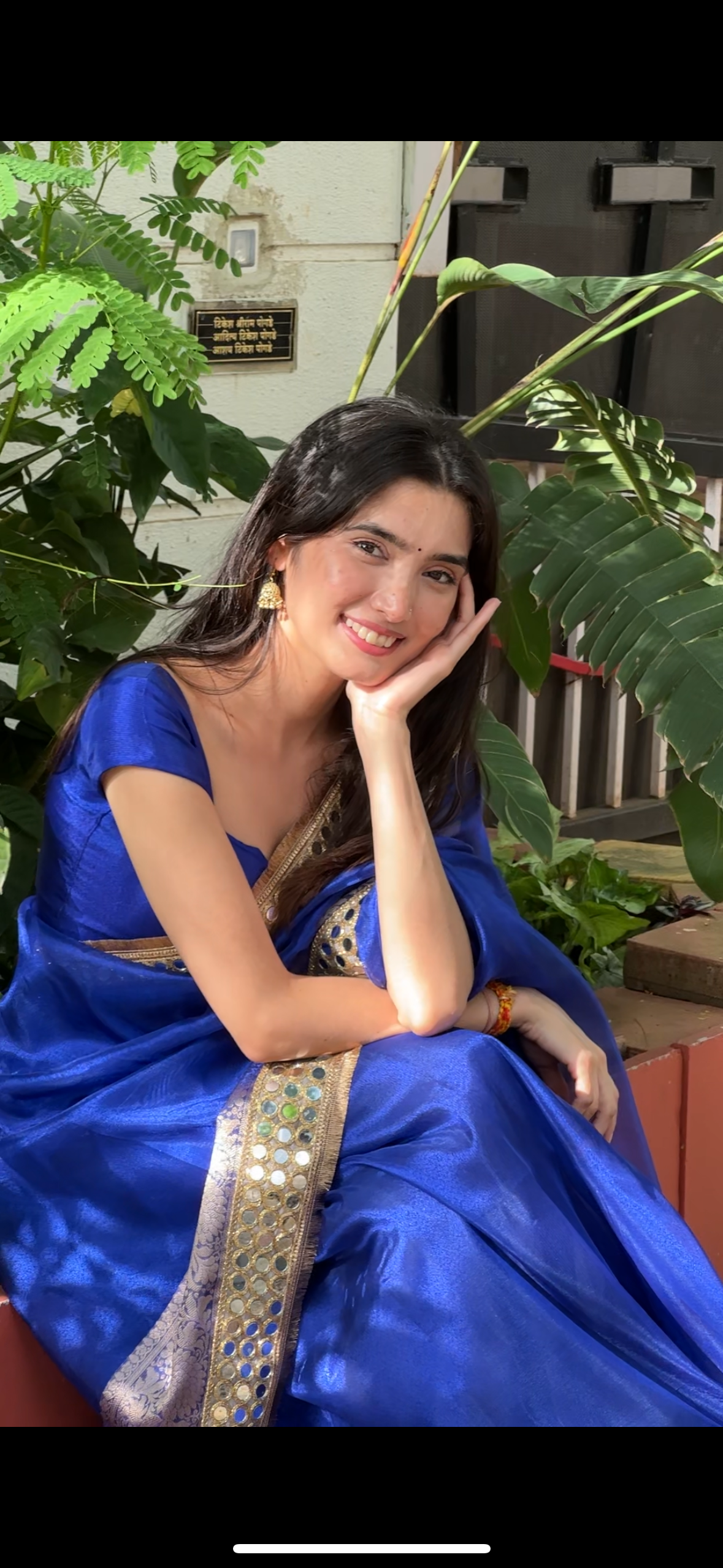 Dhiyona HH Royal Blue Banarasi Rajkumari Mirror Work Tissue Silk Saree