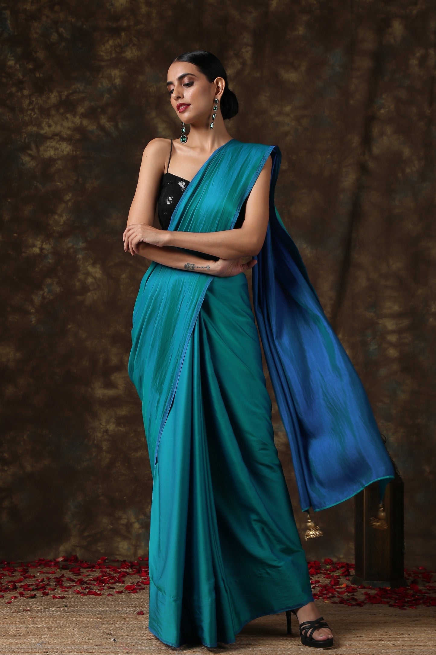 Dhiyona ST Frosted Sapphire Satin Saree