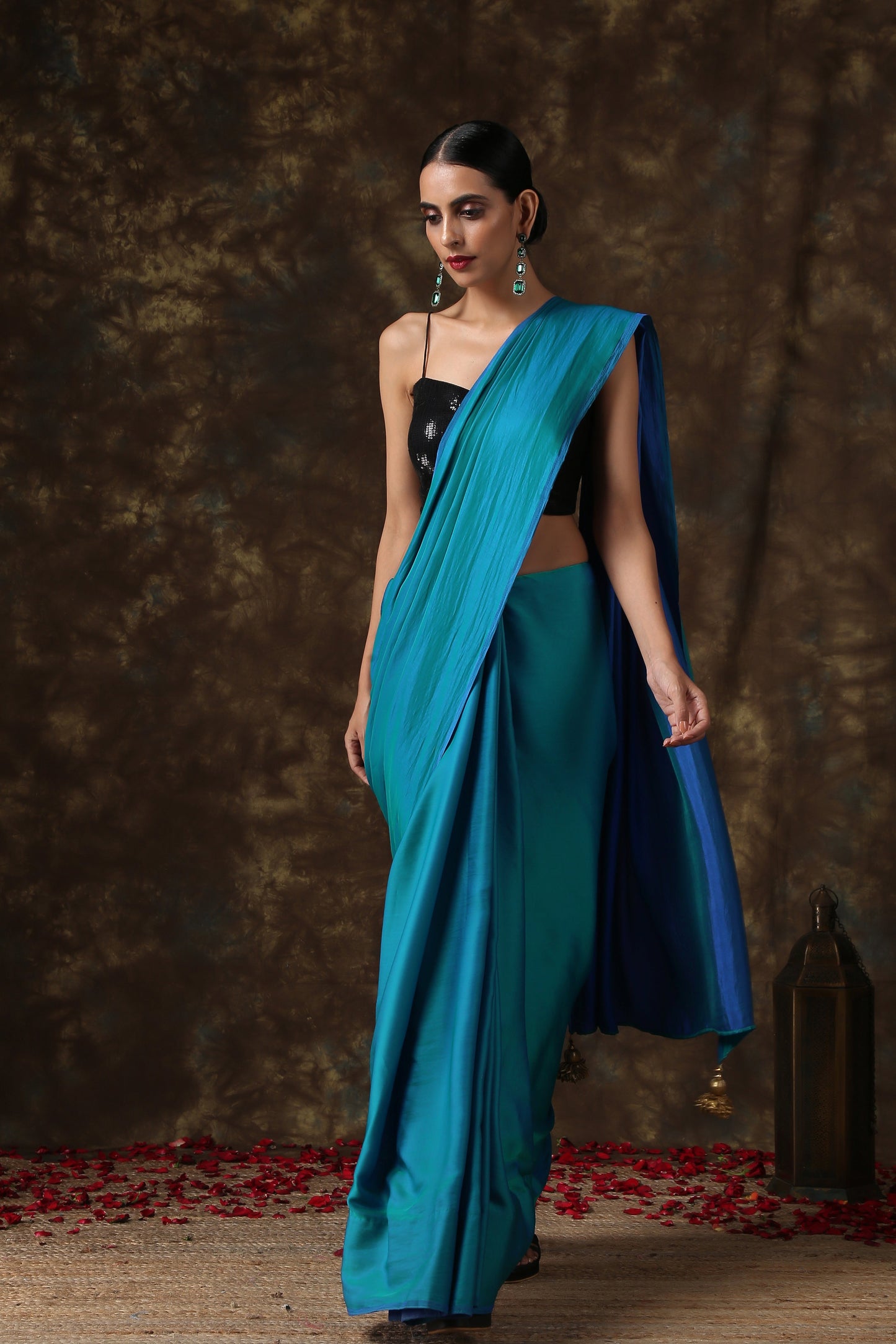 Dhiyona ST Frosted Sapphire Satin Saree