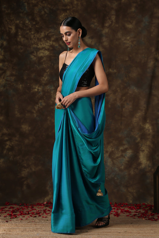 Dhiyona ST Frosted Sapphire Satin Saree