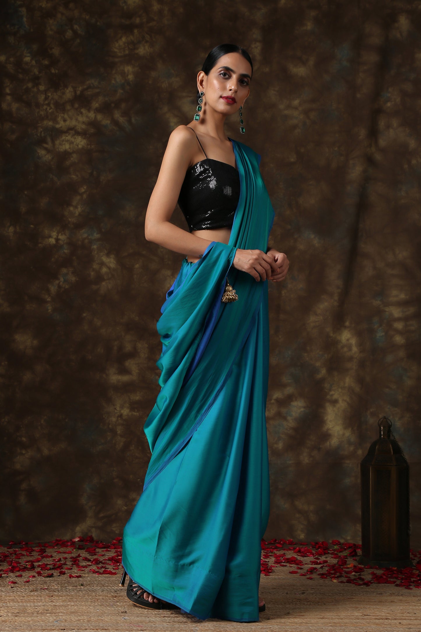 Dhiyona ST Frosted Sapphire Satin Saree