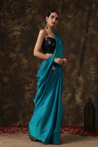 Dhiyona ST Frosted Sapphire Satin Saree